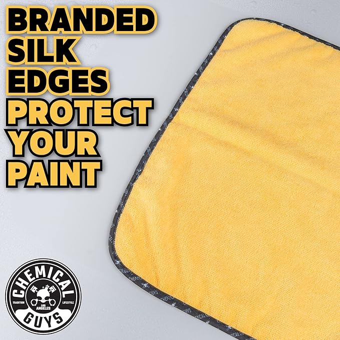 Chemical Guys Professional Grade Premium Microfiber Towels - Gold, 16" x 16", Ultra-Soft and Scratch-Free Car Detailing Cloths for Cars, Trucks, Motorcycles, and More - 3 Pack