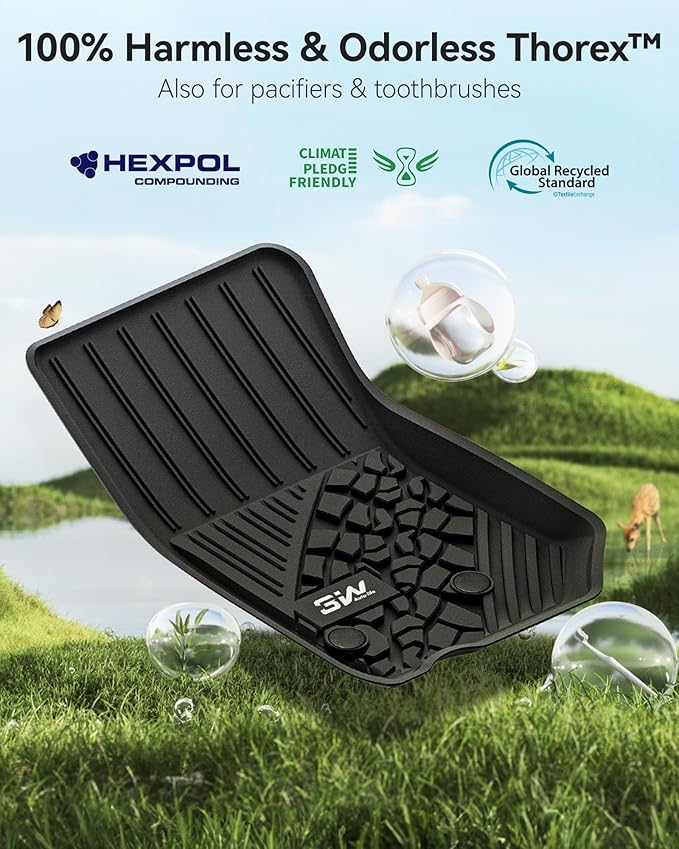 3W Floor Mats Fit for Jeep Wrangler JK 2014-2018 Unlimited 4 Door Only (Non JL or 4XE) TPE All Weather Custom Fit Floor Liner for Jeep Wrangler JK 1st and 2nd Row Full Set Car Mats, Black