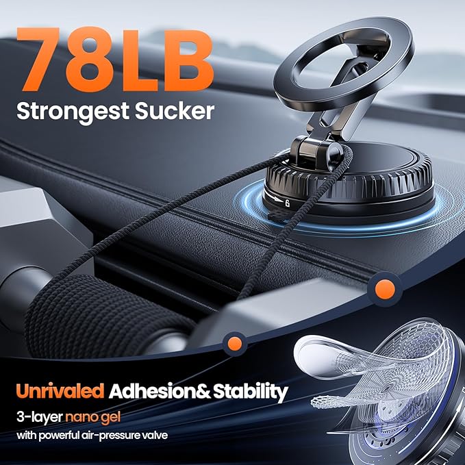 Car Phone Holder for Magsafe,360°Adjustable Car Phone Mount,Magnetic Phone Holders for Your Your Car/Gym/Mirror,for iPhone 17 16 15 14 13 12,Black