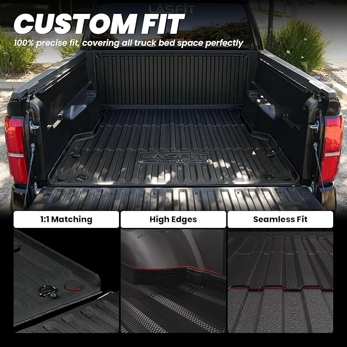 LASFIT Bed Mat for Toyota 2024-2026 Tacoma (6ft,6'Bed) Truck Bed, All Weather 6ft Car Bed Liner for Toyota Tacoma 2025 2026 2026 Accessories, TPE Trunk Mat&Cargo Liner (Not Fit Drop-in Liners)