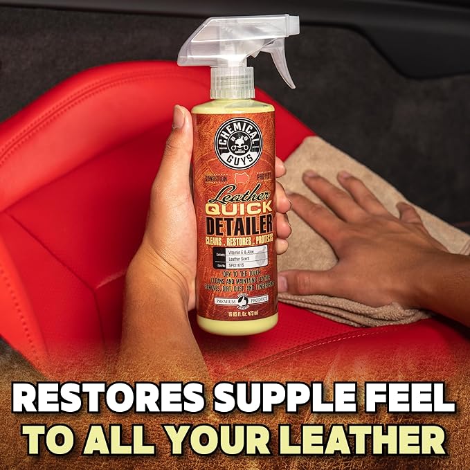 Chemical Guys Leather Quick Detailer for Car Interiors, Furniture, Apparel, Shoes, Sneakers, Boots, and More (Works on Natural, Synthetic, Pleather, Faux Leather and More), 32 fl oz