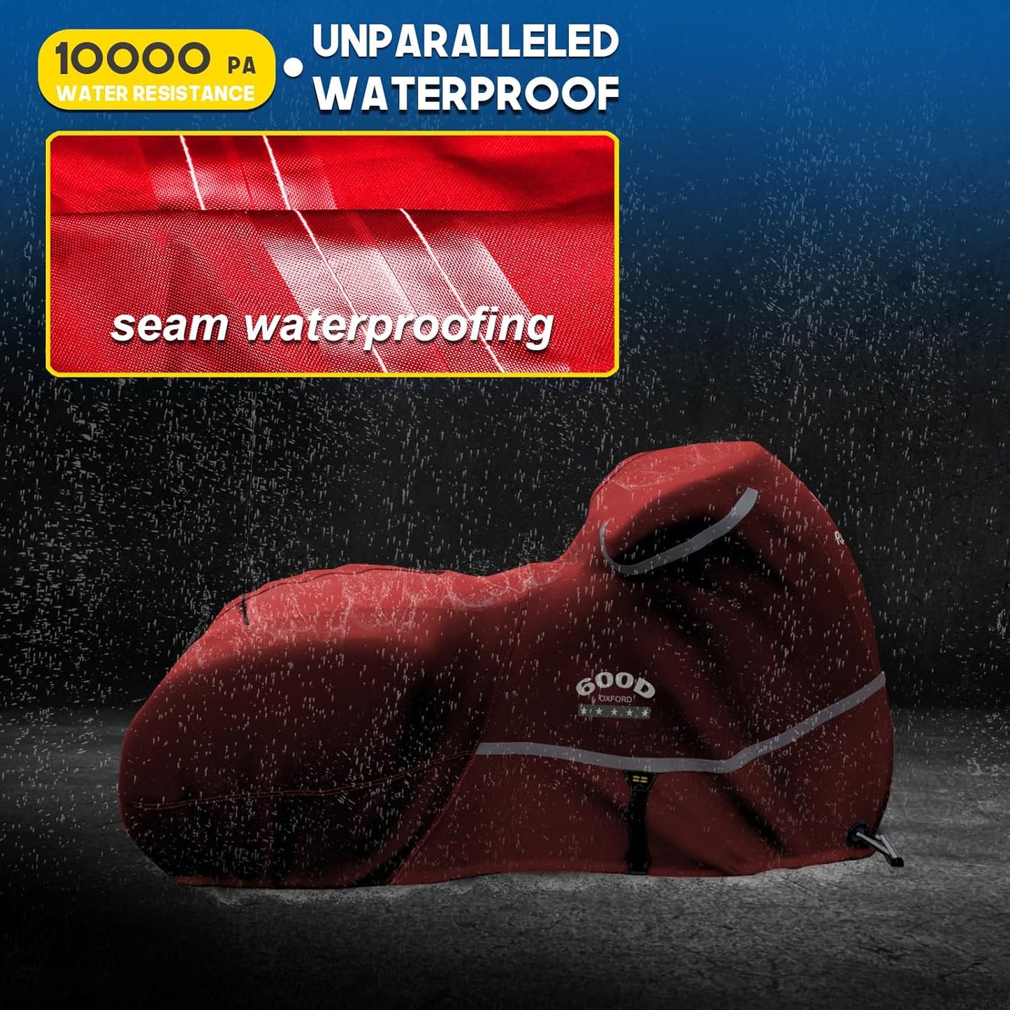 Rosefray Motorcycle Cover with Side Box Heavy Duty 600D Waterproof for Touring Models Harley Davidson Road King,Road Glide,Street Glide, Electra Glide,Low Rider-ST Indoor & Outdoor Storage Red