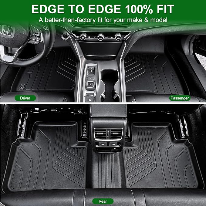 Floor Mats for Honda Accord 2018-2022 (Gas & Hybrid Models), TPE All Weather Protection Front Rear 2 Row Interior Car Floor Liners Door Sill Guards for Honda Accord Sedan Accessories