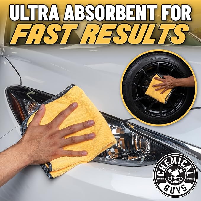 Chemical Guys ‎MIC721 Miracle Dryer Microfiber Drying Towel, (Great for Cars, Trucks, SUVs, RVs, Motorcycles & More), Yellow (36" x 25")