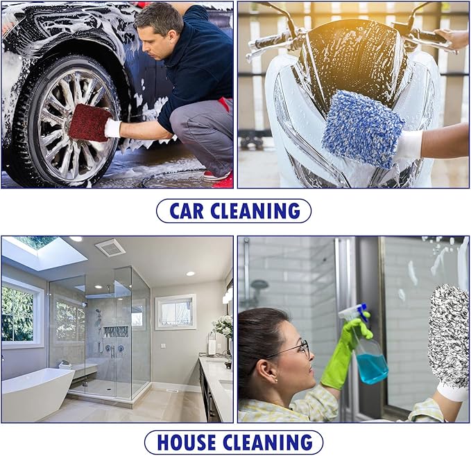 Tallew 5 Pcs Microfiber Car Wash Mitt Absorbent Detailing Washing Gloves Automotive Car Cleaning Supplies for Cars Motorcycles Suvs Trucks Boats, 7 x 11 Inches