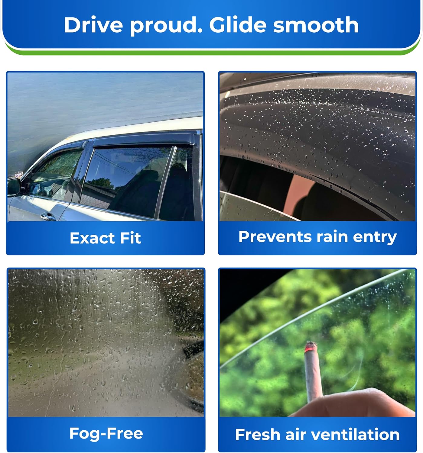 KPY Window Visor Compatible with Mitsubishi L200 & Triton Double Cab 2007-2014, 4PC Rain Guard Side Window Vent Deflectors Tape-On Mugen Style, 2007 2008 2009 2010 2011 2012 2013 2014