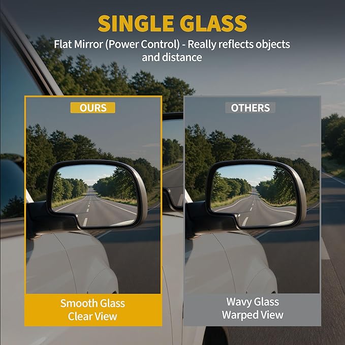 DWVO Right Passenger Side Manual Folding Towing Mirror for 1999-2006 Chevy Silverado, GMC Sierra, Tahoe, Suburban, Yukon XL, Denali, Avalanche Classic, Adjustable Tow Side Mirror Accessory, Black