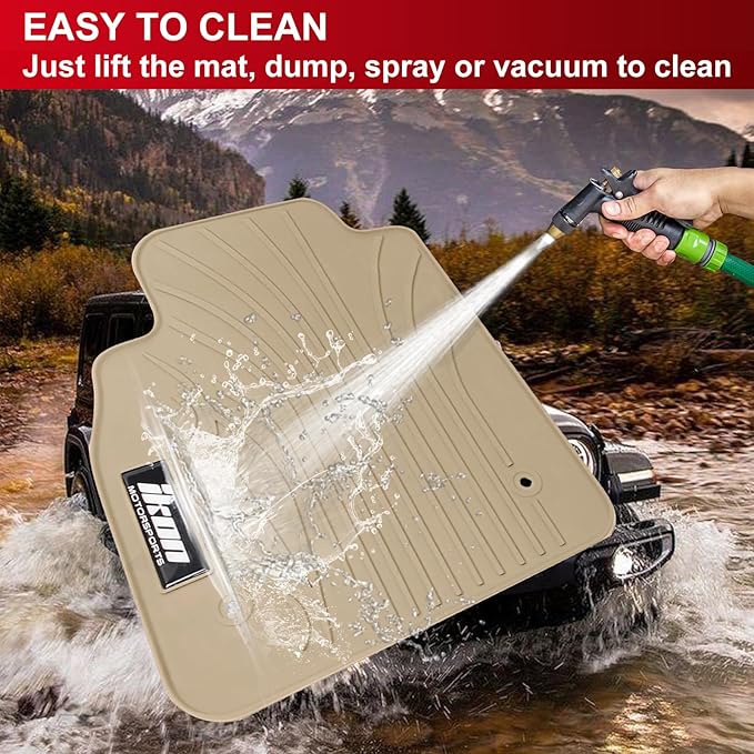 IKON MOTORSPORTS, Custom Fit Floor Mats Compatible with 2008-2015 Chevrolet Cruze, 16 Cruze Limited, Latex Rubber Heavy Duty All Weather Season Car Auto Front Rear Carpets Liner 5PCS Beige