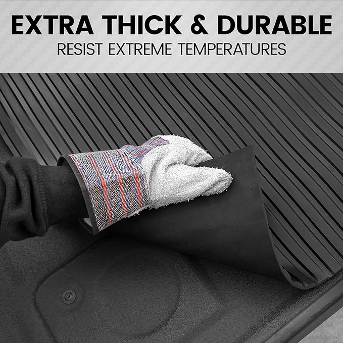 BDK M330 Heavy-Duty Truck Utility Bed Mat – Extra-Thick 4' x 8' Rubber Cargo Liner, Durable All-Weather Protection, Trim-To-Fit Design, Black