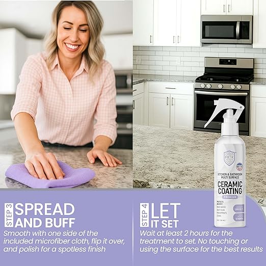 Fixture Shield Home Ceramic Coating Spray (8 oz) - SiO₂ Hydrophobic Protection for Kitchen & Bath | Repels Fingerprints, Stains & Hard Water | Extra Strength Formula | Made in USA