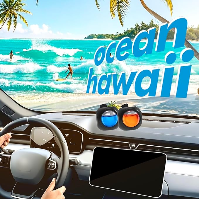 Car Air Freshener Vent Clips, 12 Pack, 6 Ocean, 6 Hawaiian, Provides Long-Lasting Scent, Up to 360 Days, Car Fresheners
