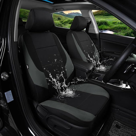 GIANT PANDA Neoprene Front Seat Covers for Toyota Rav4 Camry Highlander Corolla Prius, Leak-Proof & Waterproof Car Seat Protector（Grey/Gary+Black） 2PCS