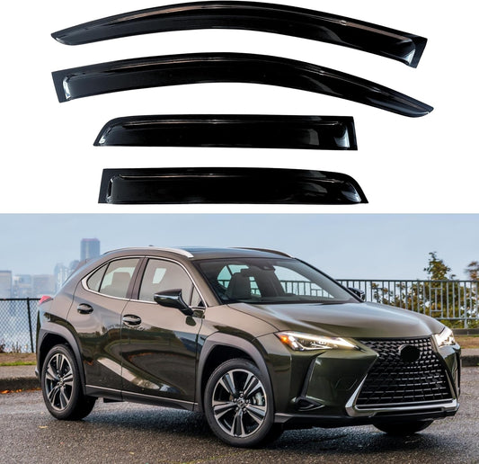 KPY Window Visors Compatible with Lexus UX 2019-2024, 4PC Rain Guard Side Vent Deflectors Tape-On Style, 2019 2020 2021 2022 2023 2024
