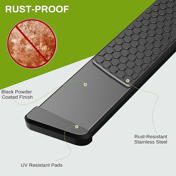 AUTOSAVER88 6 Inches Running Boards Compatible with 2019-2025 Ram 1500 New Body Crew Cab, Stainless Steel Side Steps Black Powder Coated Nerf Bars