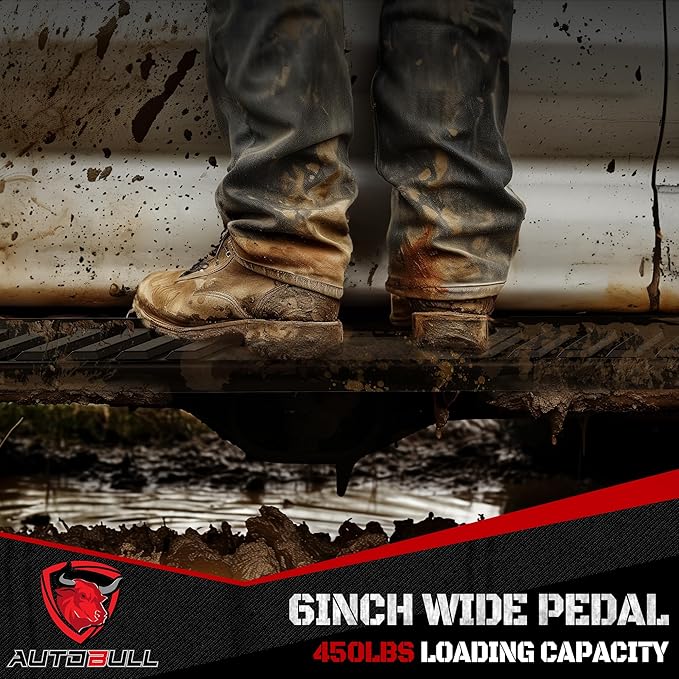 Crewmax Cab Running Boards Side Steps Compatible with 2022 2023 2024 2025 Toyota Tundra Crewmax Cab 4 Full Size Doors, Black Textured Aluminum Nerf Bars