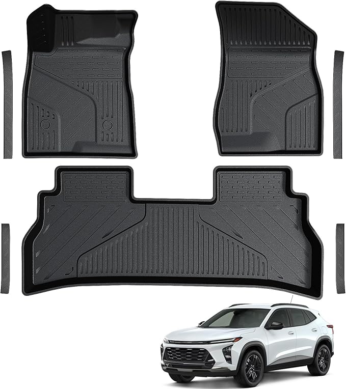 Floor Mats Custom Fit for 2024 2025 2026 Chevy Trax (Activ LS LT 1RS 2RS) / Buick Envista, All Weather TPE Car Mats Including Front & 2nd Row Automotive Liner & Door Sill Guards Accessories