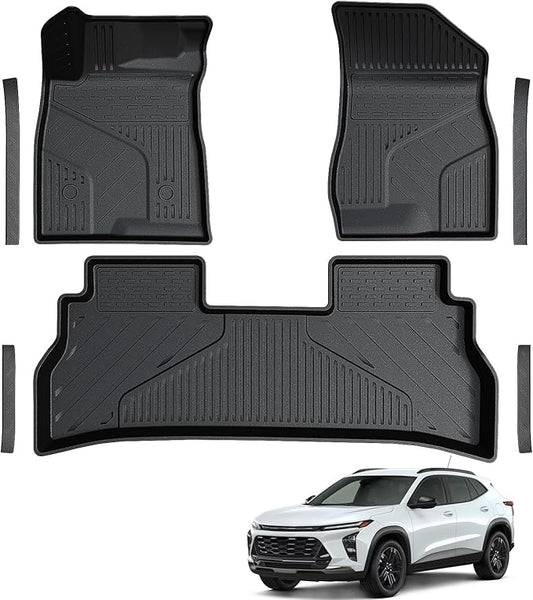 Floor Mats Custom Fit for 2024 2025 2026 Chevy Trax (Activ LS LT 1RS 2RS) / Buick Envista, All Weather TPE Car Mats Including Front & 2nd Row Automotive Liner & Door Sill Guards Accessories