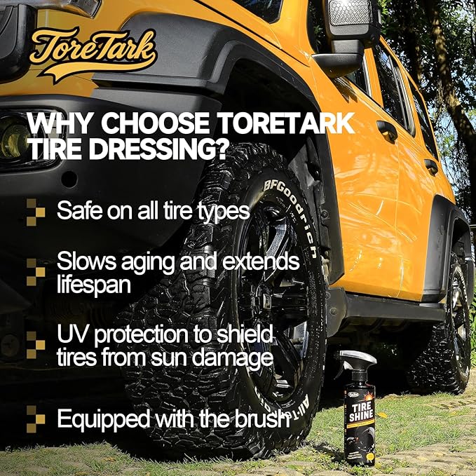 Tire Shine Spray,16OZ Durable Wet Tire Dressing,No Sling/Non-Greasy for Black Tire/Wheel, Long Lasting UV Protection for Car, Truck & SUV Easy to Apply