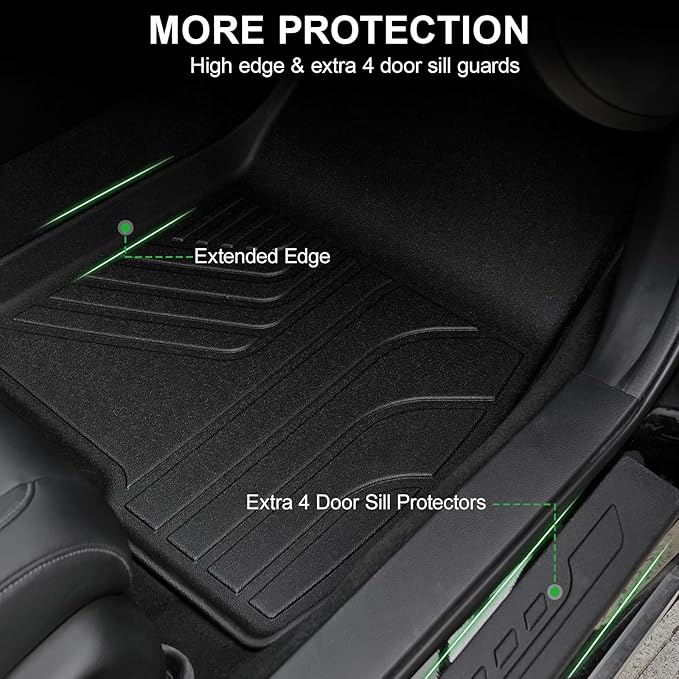 Floor Mats for Honda Accord 2018-2022 (Gas & Hybrid Models), TPE All Weather Protection Front Rear 2 Row Interior Car Floor Liners Door Sill Guards for Honda Accord Sedan Accessories