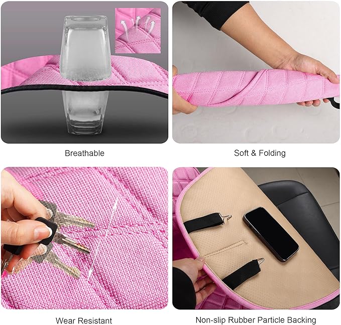 ENOGE Linen Car Seat Covers Front Seat Covers Breathable Cloth Fabric Car Seat Protector Universal Fit Most Automotive, Van, SUV, Trucks (Pink, 2 Front)