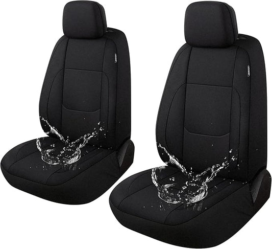 Pariitadin Waterproof Car Seat Covers 2 Front Seats, Neoprene Seat Covers for Cars, Universal Fit Interior Covers for Most Cars Sedan Van Truck SUV(Black)