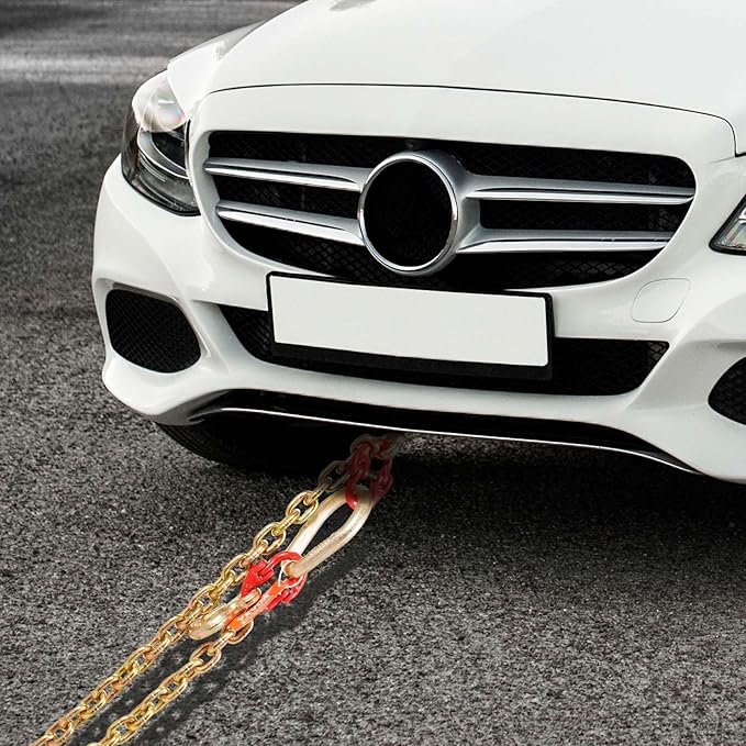 VEVOR G80 V Bridle Chain, 5/16" x 3' Towing Chain Bridle with R Hooks, T Hooks, J Hooks and Grab Hooks, Transport Tow Chain Bridle with 10800 lbs Safe Working Load for Flatbed Truck Wrecker Recovery