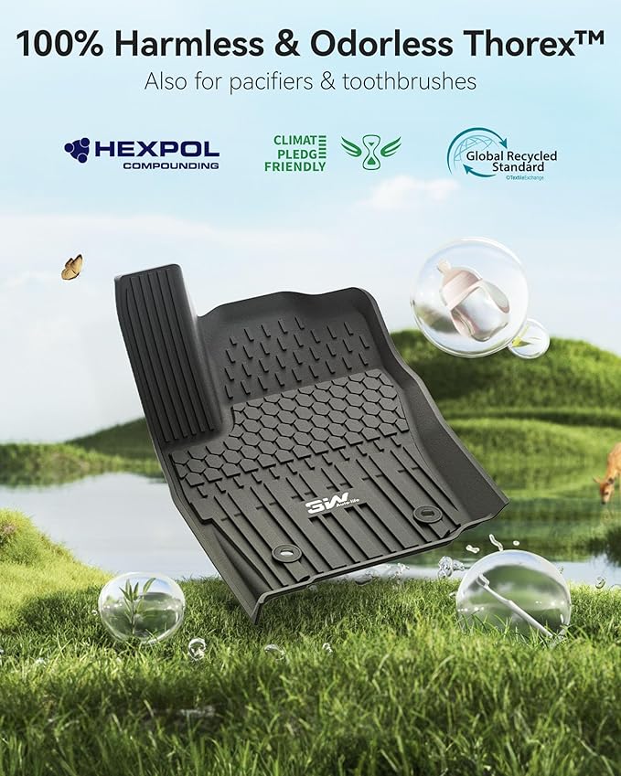 3W Floor Mats for Toyota Tacoma 2024 2025 2026 Double Cab(Not Fit Hybrid & XtraCab), TPE All Weather Custom Fit Floor Liner for Tacoma TRD/SR/SR5/limited Car Liners(Automatic Transmission)