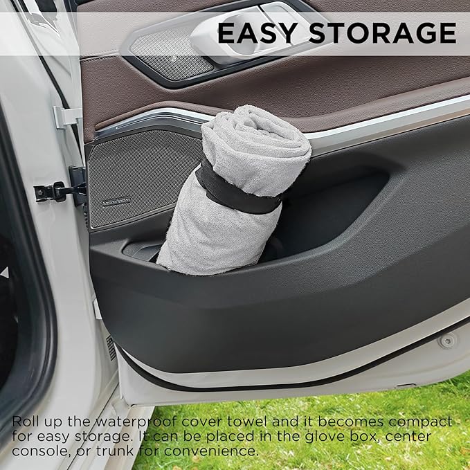 Waterproof Seat Cover Towel, Premium Sweat Carseat Protector, Perfect for Universal Anti-Slip Car Truck SUV Seat, Great for Surfing Yoga Gym Workout, Gray