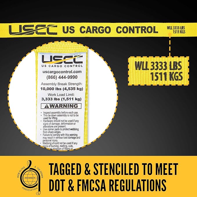 US Cargo Control J Hook Ratchet Straps 2 Inch x 18 Foot (2-Pack), 10,000 LBS Break Strength, Heavy Duty Ratchet Straps with Double J-Hooks, Versatile Tie Downs for Trucks, Trailers, Securing Cargo