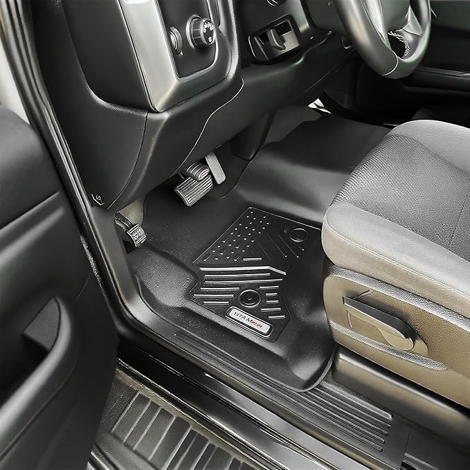 YITAMOTOR Floor Mats Compatible with 2019-2025 Chevrolet Silverado 1500/GMC Sierra 1500 & 2020-2025 Chevy Silverado/GMC Sierra 2500HD/3500HD Crew Cab with Rear Underseat Storage Box, Front Bucket Seat