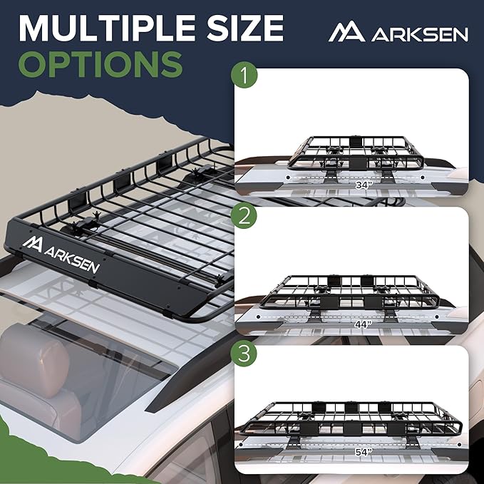 ARKSEN 54 x 39 x 5 Inch Upgrade Universal Roof Rack - 150Lbs Capacity Heavy Duty Rooftop Cargo Carrier with Extension for Car, SUV & Pickup, Durable Steel, Easy Install, Spacious Storage