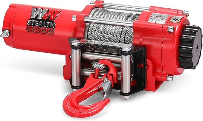 Stealth Winches 3500 lb 12V Electric Winch for ATV UTV Jeep Truck Trailer Car Towing Vehicle Recovery, Portable Heavy Duty Off Road Winch with Remote Kit, Steel Rope, Roller Fairlead & Mounting Plate