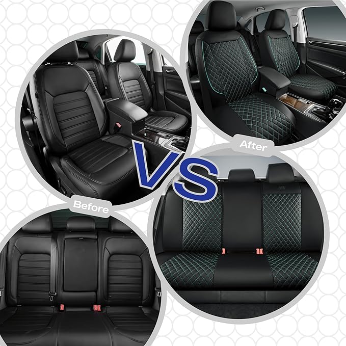 Skechers Car Seat Covers,Piping Luxury Faux Seat Covers,Waterproof Anti Slip Car Seat Protector Front Seats,Car Accessories Airbag Universal Fit for Most Cars,Vans,Trucks,SUV,Mint