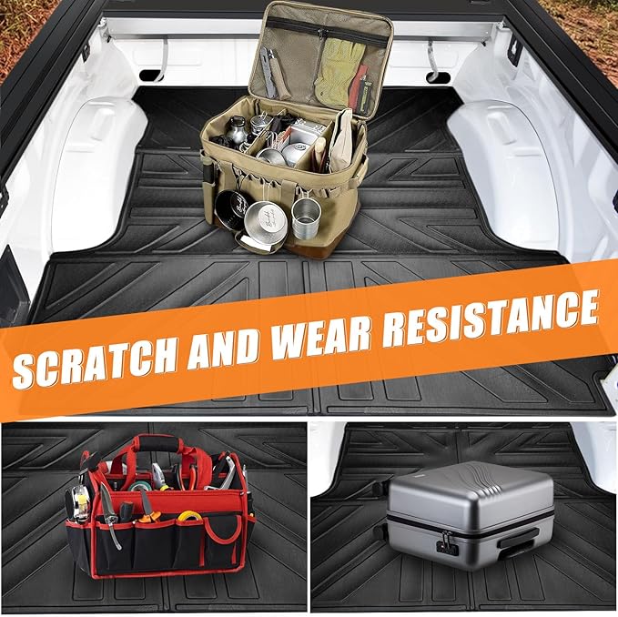 Truck Bed Mat Compatible with 2015-2024 Ford F150 5.5 FT Truck Bed Liner Cargo Mats TPE Cargo Liner Replacement for Ford F150 Accessories (5.5FT Bed Mat)