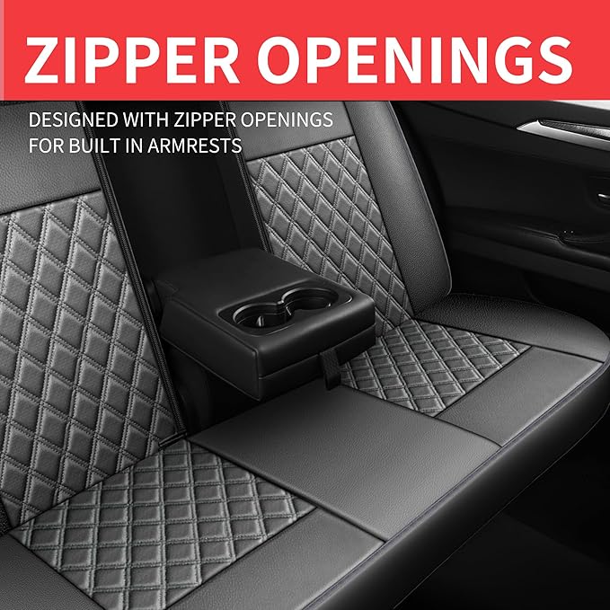 Car Seat Covers Full Set,Breathable and Waterproof Napa Leather Car Seat Cover,Interior Universal Fit for Cars,Sedans,SUVs,Vans,Trucks(Full Seat,Grey,N3)