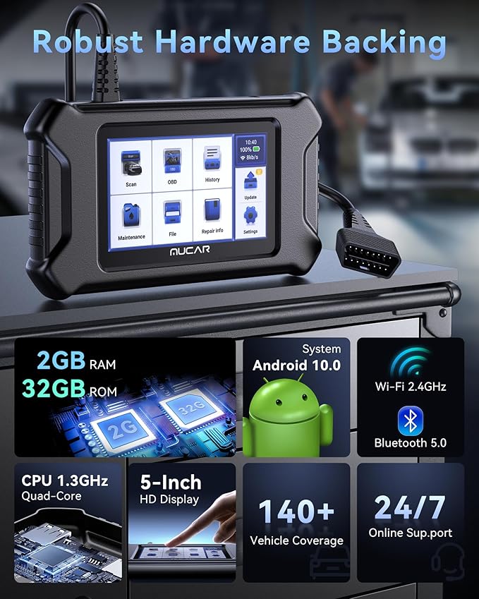 MUCAR CS90 OBD2 Scanner Diagnostic Tool with 28+ Reset Services, Oil/EPB/SAS/BMS/Injector, ABS Bleeding, Throttle Relearn, ABS SRS Engine Transmission Code Reader, FCA AutoAuth, Lifetime Free Update