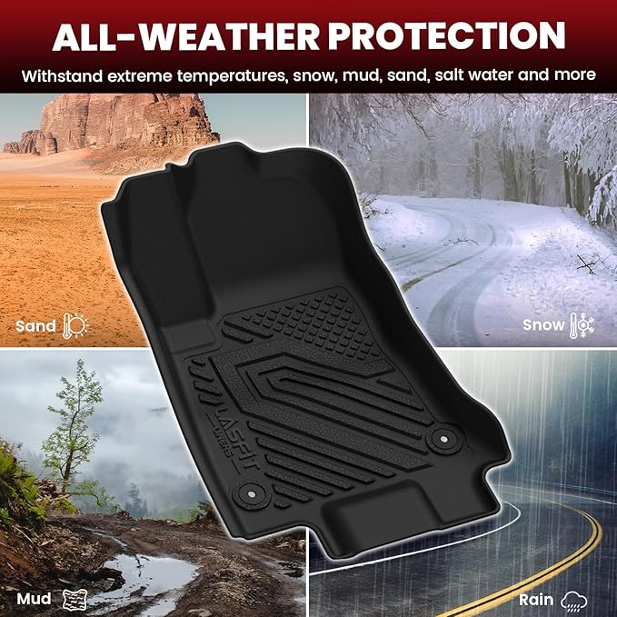 LASFIT Floor Mats for Dodge Charger Daytona 2024 2025 Scat Pack & R/T, All Weather TPE Custom Fit Car Mats Floor Liners 1st & 2nd Row, Black