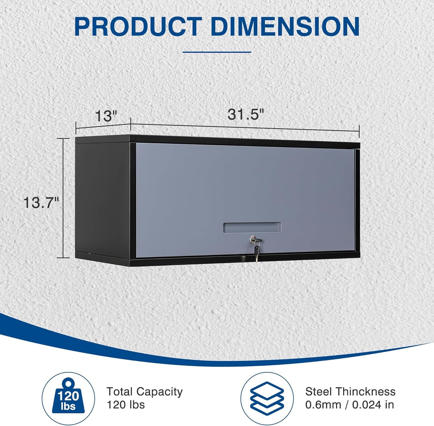 Metal Storage Cabinet Black&Gray Wall Cabinets with Locking Door - Wall Mounted Storage Cabinet for Garage Warehouse Home Office - Assembly Required