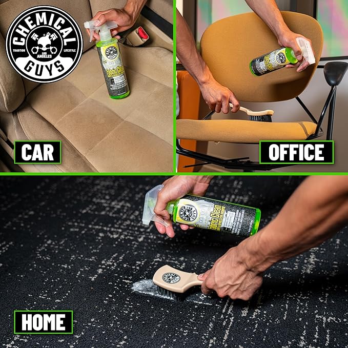 Chemical Guys Sprayable Citrus Fabric Clean Carpet & Upholstery Cleaner (Car Carpets, Seats & Floor Mats), 16 fl oz, Citrus Scent + Induro 7 Heavy Duty Nifty Interior Brush - HOL463