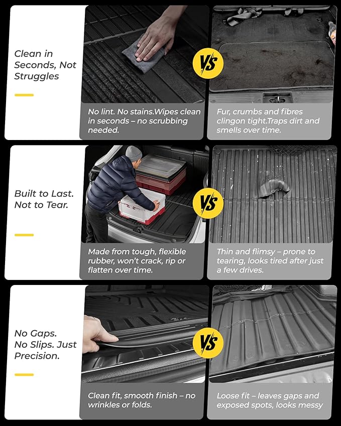 3W Cargo Liner Custom Fit for Jeep Wrangler 4XE 2021 2022 2023 2024 2025 Hybrid 4 Door (Non JL or JK), All Weather Waterproof TPE Rubber Heavy Duty Trunk Mat, Black