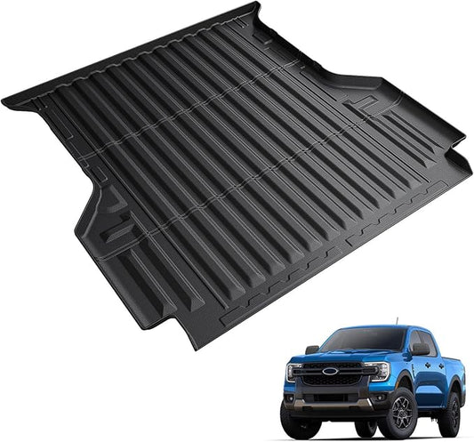 Bed Mat for Ford Ranger 2025 2024, All Weather Truck Bed Liner for 2025 Ford Ranger Accessories, 5FT 59.6'' TPE Cargo Liner Truck Mat