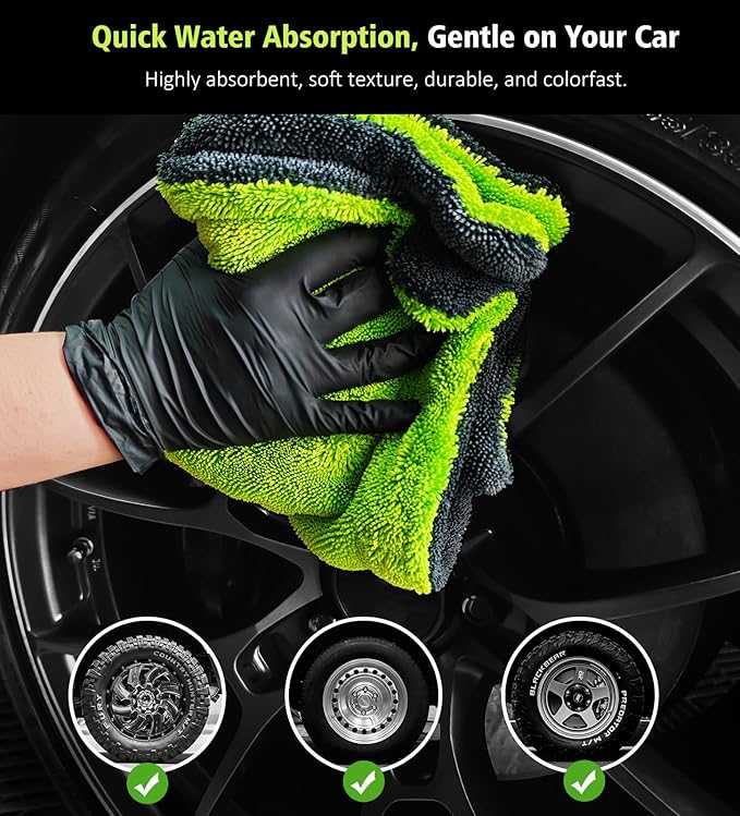 YeewayVeh 3 Pack Microfiber Towels for Car Detailing, 28" x 36" Extra Large Car Wash Drying Towels 16" x 16" Microfiber Edgeless No Scratches and Waffle Weave Absorbent Cloth for Truck, SUV