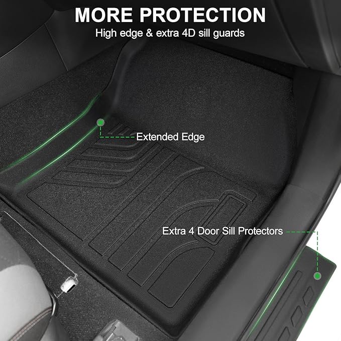 Floor Mats for 2020-2025 2026 Toyota Corolla Sedan (Not Fit for Hatchback and Cross), All Weather TPE Front Rear 2 Row Car Floor Liners Door Sill Guards for 2025 Corolla Accessories