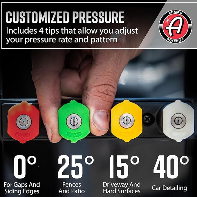 Adam's Pro Series Electric Pressure Washer 2.0 - Professional Powerful Detailing Car Washing Pressure Sprayer That Includes Snub Nose, Wall Mount & Pressure Washer Tips | 1200 PSI & 1.76 Operating GPM