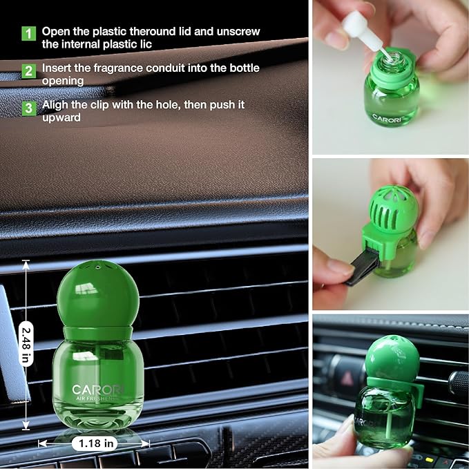 Car Air Freshener Vent Clip, Car Fresheners Long Lasting Scent (13ml x 2 Pack), Up to 180 Days, Air Freshener Deodorizer Odor Eliminator for Auto - Gardenia Perfume