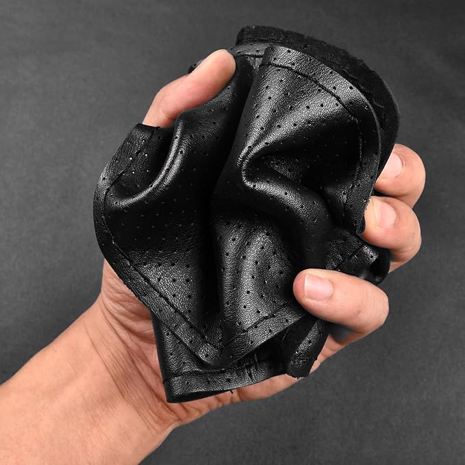 Top Genuine Leather Steering Wheel Cover with Anti-Slip Design, Soft Padding, Universal 15 Inch Auto Car Steering Wheel Stitch on Wrap