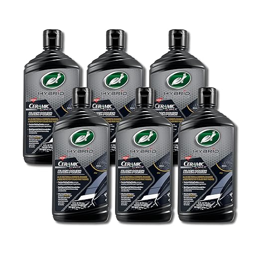 Turtle Wax 53448-6PK Hybrid Solutions Ceramic Acrylic Black Polish and Wax Formulated for Black Car Paint, Removes Surface Scratches and Swirl Marks, Provides Water Repellency, 14 oz. (Pack of 6)