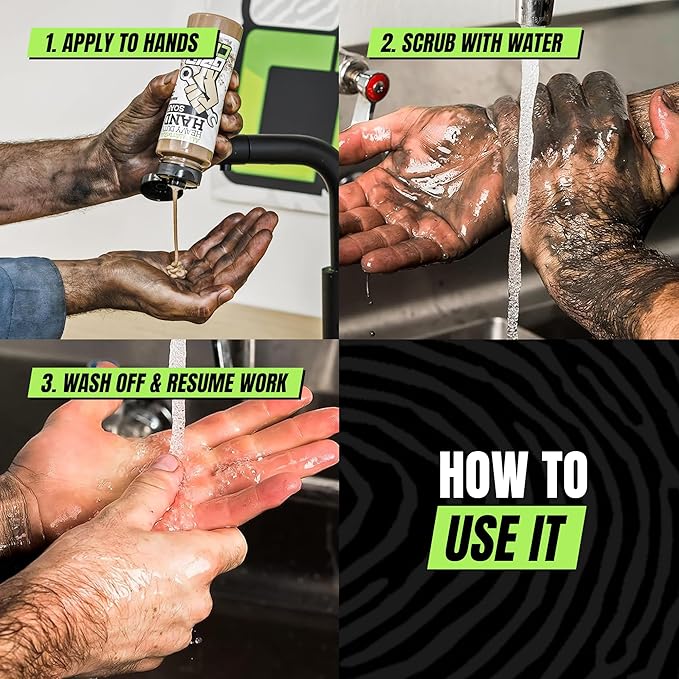 Grip Clean Heavy Duty Hand Cleaner for Mechanics – Natural Pumice & Clay-Infused Technology Removes Grease, Oil & Grime – Moisturizing Liquid Hand Soap for Shop, Garage & Industrial Use – 8 oz