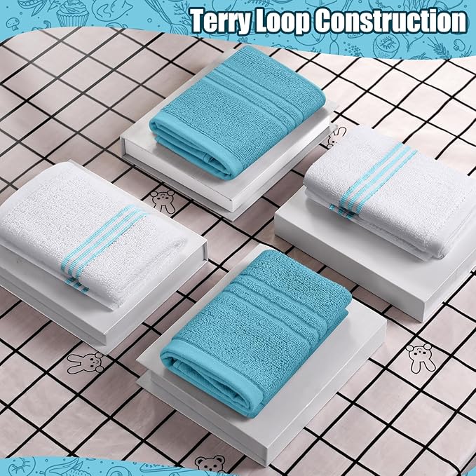 Dish Towels and Dishcloths with Oven Mitts Sets- 100% Cotton Tea Towels for Kitchen- 500 F Heat Resistant Oven Mittens 7.5"x12", Durable Dish Cloths 11.8"x11.8", Absorbent Dish Towels 13.5"x24"