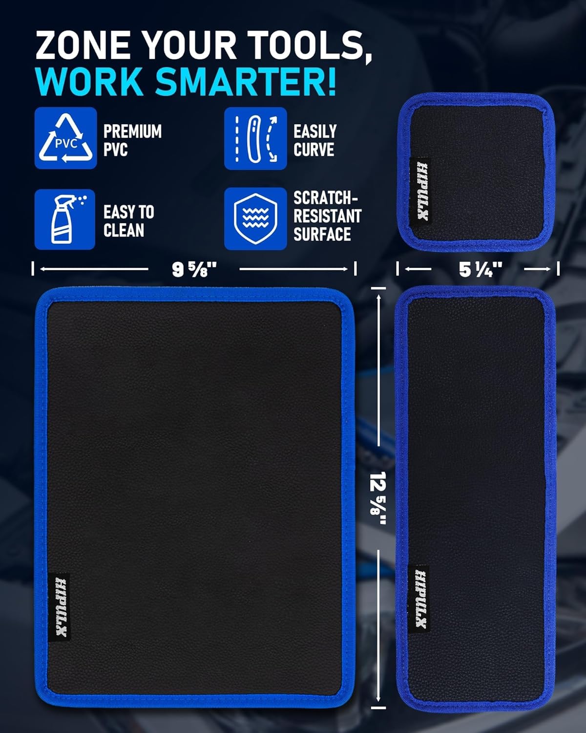 Magnetic Tool Mat Set, 4 Magnetic Pads, 40LB Tool Pad with Telescoping Magnetic Pickup Tools & Inspection Mirror, Tools Organizer for Garage, Workshop & Auto Repair